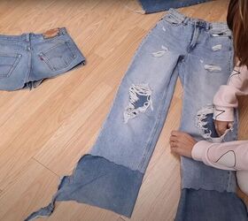 how to fray jeans in 7 different ways distress crop fray more, Adding a second pair of jeans