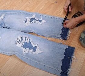 how to fray jeans in 7 different ways distress crop fray more, Hemming the jeans
