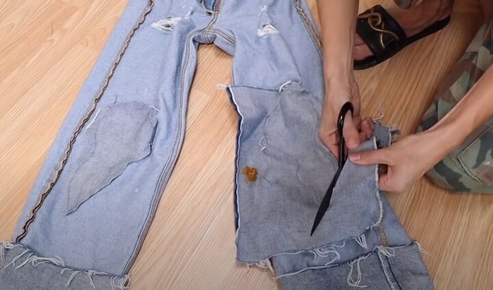 how to fray jeans in 7 different ways distress crop fray more, Trimming the excess fabric