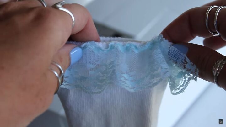 new old borrowed blue how to make cute frilly socks for a bride, How to add lace trim to socks