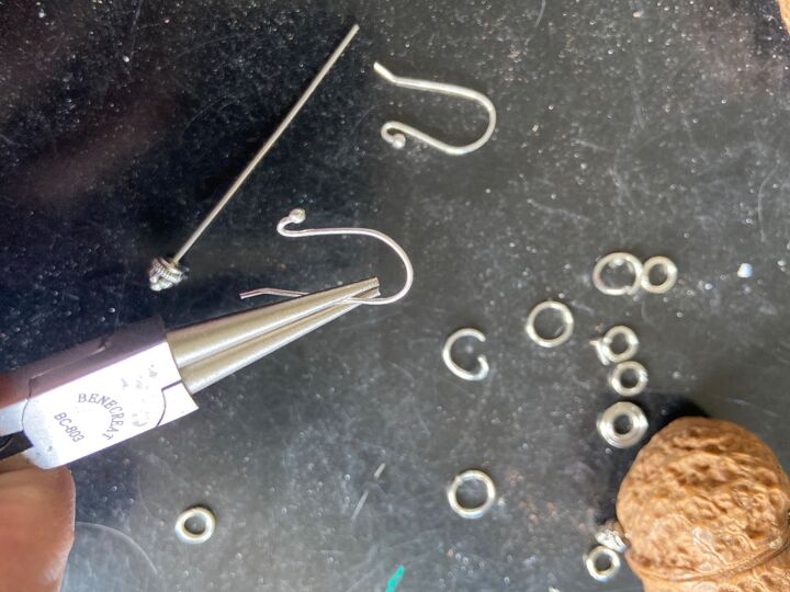 how to make super prayer bead nut earrings, Silver ear hooks