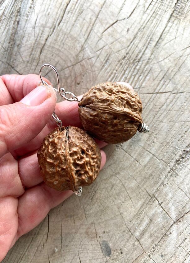 how to make super prayer bead nut earrings, Nut earrings