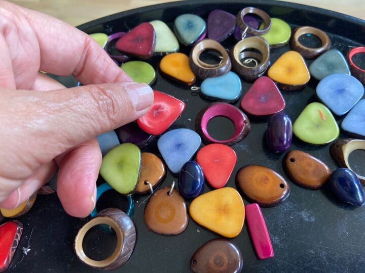 how to make colourful eco tagua nut earrings, Tagua nut beads