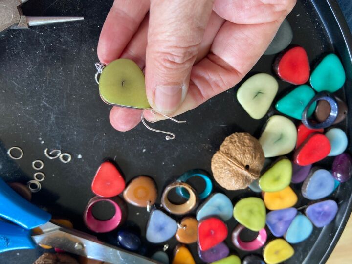 how to make colourful eco tagua nut earrings, Ear hook