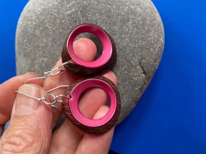 how to make a lovely pair of sliced nut dangles, Tagua earrings