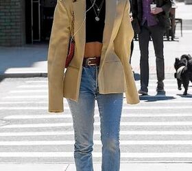 6 emily ratajkowski inspired outfit ideas how to steal her style, Emily Ratajkowski wearing a blazer and jeans