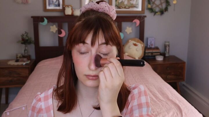 how to do a cute cottagecore makeup look in 7 simple steps, Applying blush to the nose