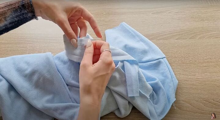 how to sew a playsuit make a cute diy romper from scratch, Hemming the sleeves and leg opening with bias binding