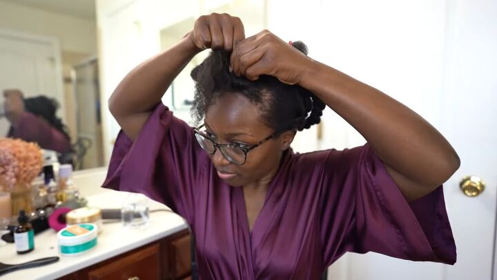 create a bantu knot out hairstyle with this simple tutorial, Twist hair to create Bantu knots