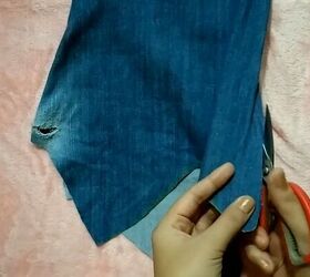 how to make a cute diy denim top out of old jeans, Opening up the pant legs