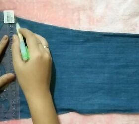 how to make a cute diy denim top out of old jeans, Marking a pattern for the top