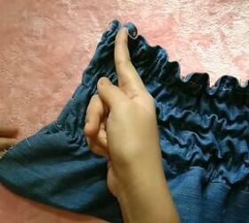 how to make a cute diy denim top out of old jeans, Sewing the top closed