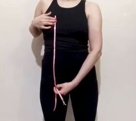 how to make a sexy cowl neck dress without a sewing machine, Taking measurements with a ribbon