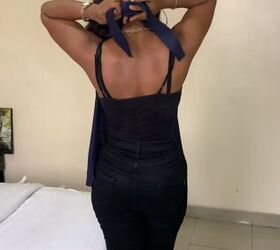 make 2 diy open back tops in 5 minutes without sewing a stitch, How to tie the DIY open back top