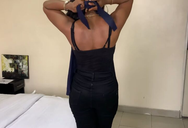 make 2 diy open back tops in 5 minutes without sewing a stitch, How to tie the DIY open back top