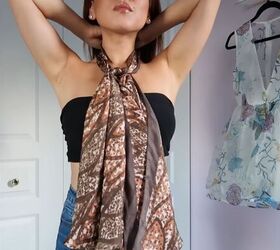 how to tie a silk scarf as a top 9 trendy ways to wear a silk scarf, Tying the scarf around the neck