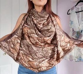 how to tie a silk scarf as a top 9 trendy ways to wear a silk scarf, Rolling the bottom corners
