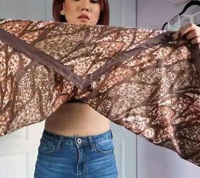 how to tie a silk scarf as a top 9 trendy ways to wear a silk scarf, Folding a scarf into a tube top