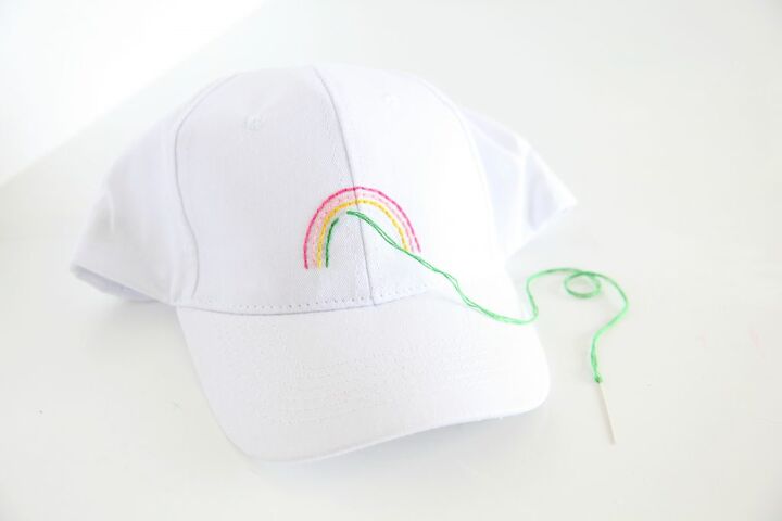 diy how to make your own embroidered rainbow baseball cap
