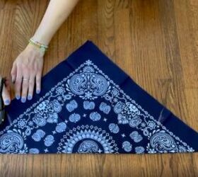 how to make a bandana top 2 different ways for only 97 cents, Cutting the corners off the bandana