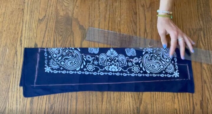 how to make a bandana top 2 different ways for only 97 cents, Measuring the back ties