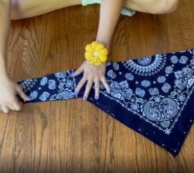 how to make a bandana top 2 different ways for only 97 cents, Pinning the lining piece to the top piece