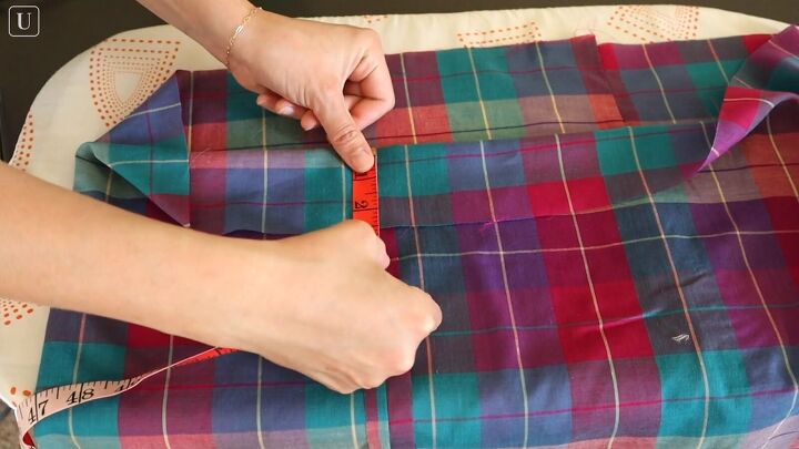 how to sew a cute tank top out of an old tablecloth, Measuring the elastic channel