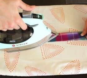 how to sew a cute tank top out of an old tablecloth, Pressing the straps