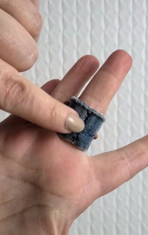 how to make denim bracelets rings out of old jean hems, How to make DIY denim rings