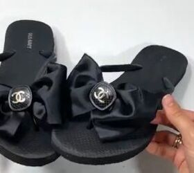 4 simple steps to make gorgeous expensive looking flip flops, Black embellished flip flops