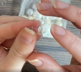 7 cute diy wedding accessories for the bride on a budget, Sticking a pearl on the back of the earring