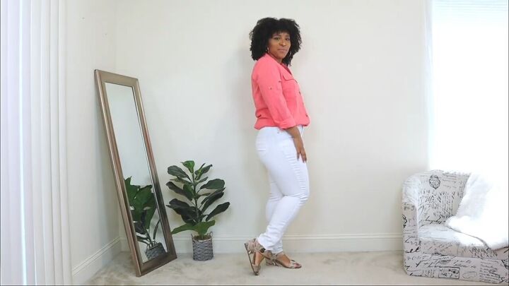 how to wear white jeans in summer 1 pair of jeans 4 cute outfits, White jeans with a pink shirt