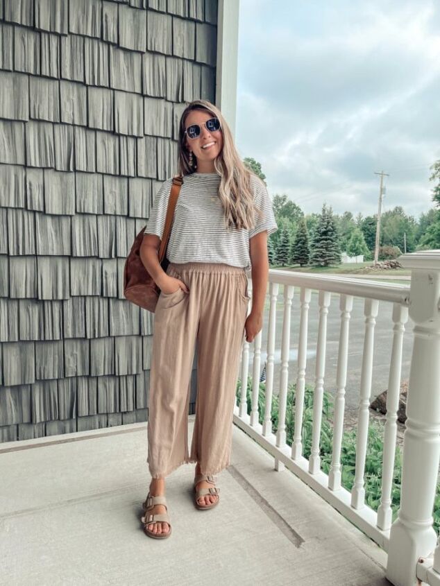 a linen blend striped tee 3 ways to wear it with summer pants