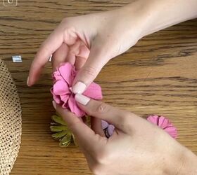 10 easy diy summer accessories fashion hacks for the season, Using command strips to attach flowers