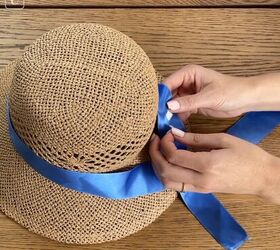 10 easy diy summer accessories fashion hacks for the season, Wrapping ribbon around a sun hat