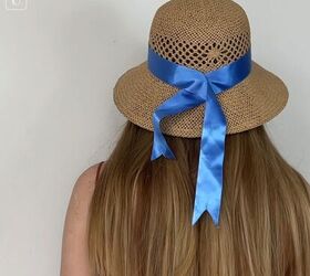 10 easy diy summer accessories fashion hacks for the season, DIY sun hat with ribbon