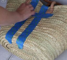 10 easy diy summer accessories fashion hacks for the season, Applying tape to a wicker bag