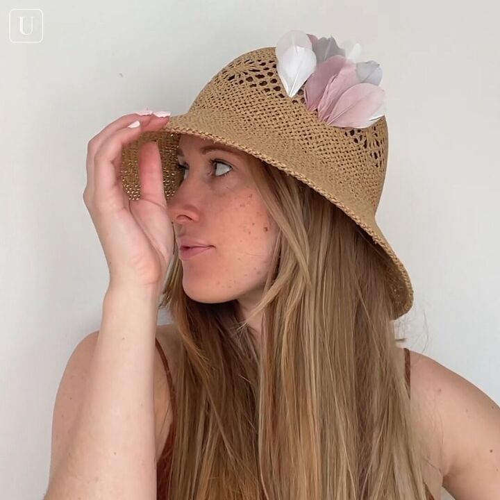 10 easy diy summer accessories fashion hacks for the season, DIY sun hat with feathers