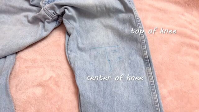 how to embroider jeans add cute cat faces to the knees, Marking where the embroidery will go