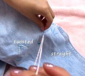 how to embroider jeans add cute cat faces to the knees, Embroider on jeans