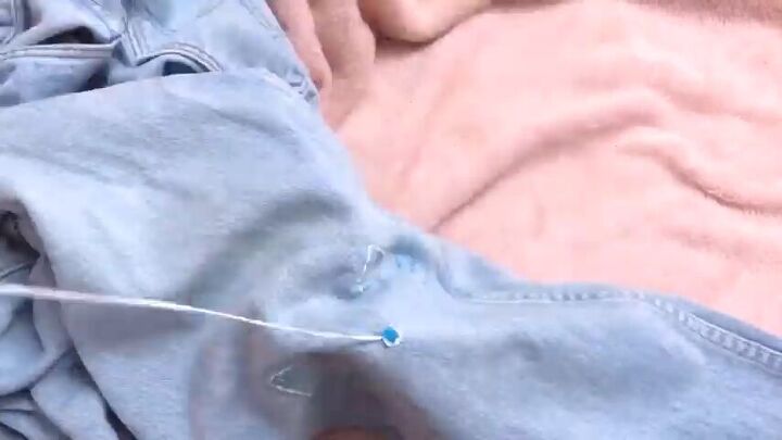 how to embroider jeans add cute cat faces to the knees, Filling the nose with a satin stitch