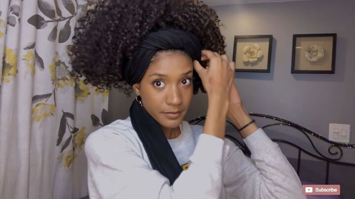 super quick curly hair night routine how to protect curls at night, How to use a head wrap