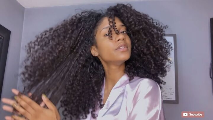 super quick curly hair night routine how to protect curls at night, Elongating curls by pulling them