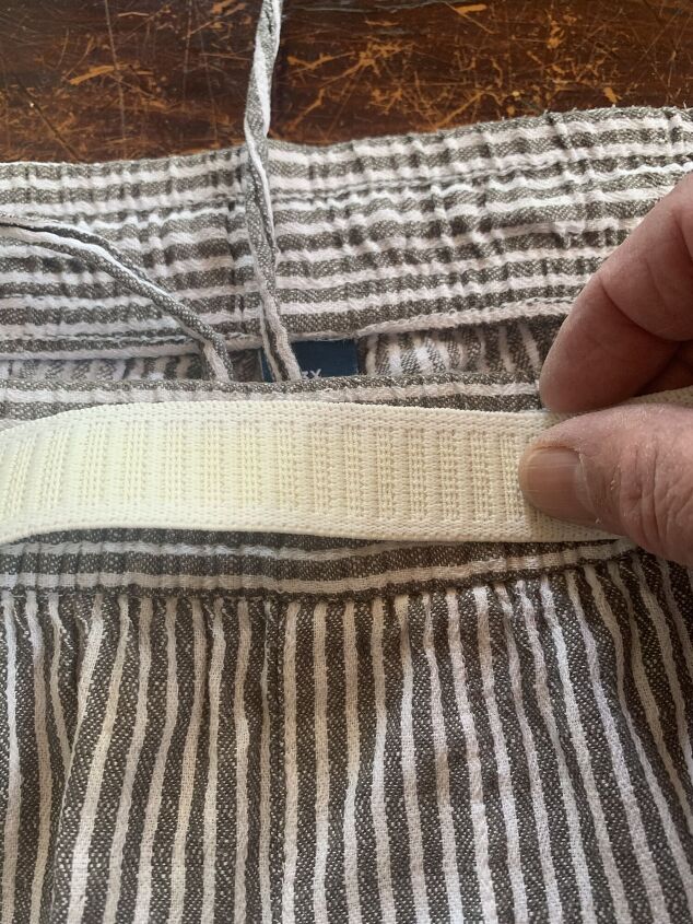 diy simple fix to make billowy linen pants fit almost no sew