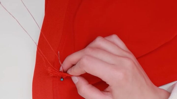 how to downsize jeans fix a broken zipper mend your clothes, Sewing up the hole
