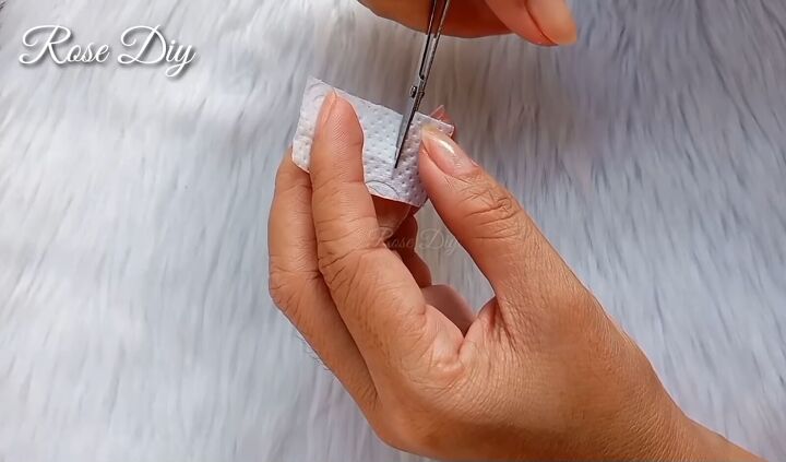 how to make fake nails with toilet paper baby powder, Cutting the tissue
