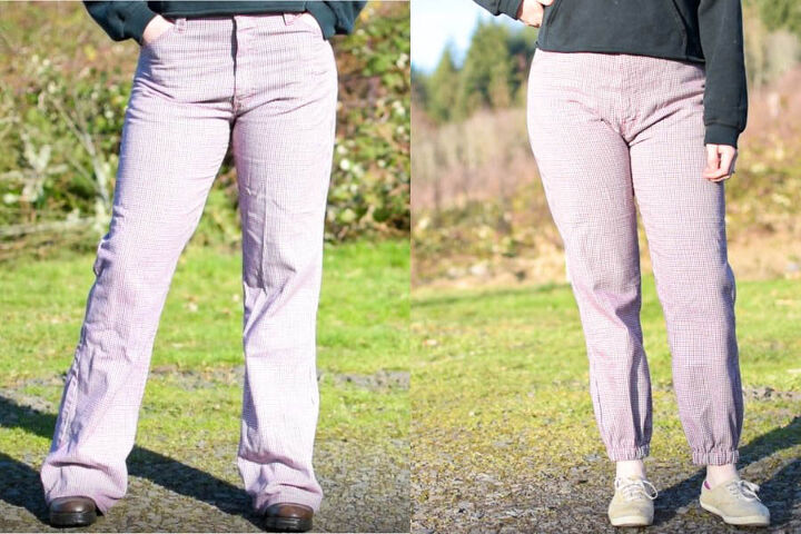 how to turn pants into joggers an easy refashion sewing project