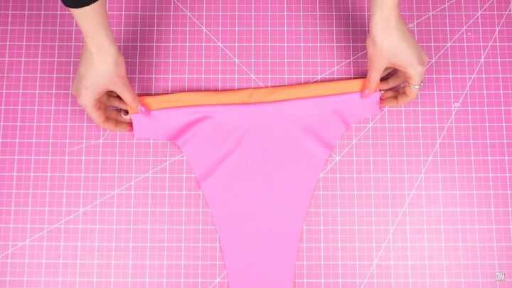 how to make high waisted bikini bottoms inspired by 80s swimwear, Secured band