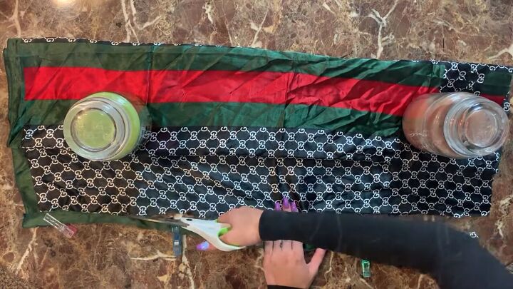 how to make a diy backless silk top out of a gucci inspired scarf, Cutting the neck straps