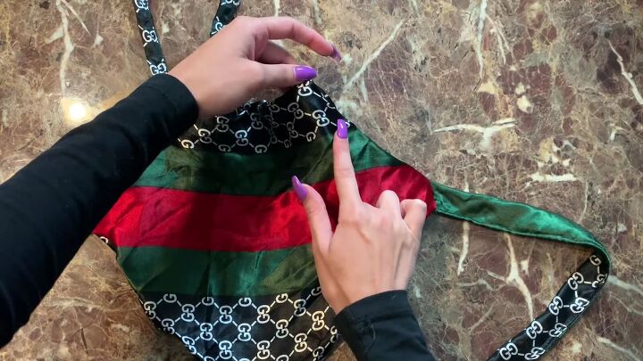 how to make a diy backless silk top out of a gucci inspired scarf, DIY scarf top tutorial